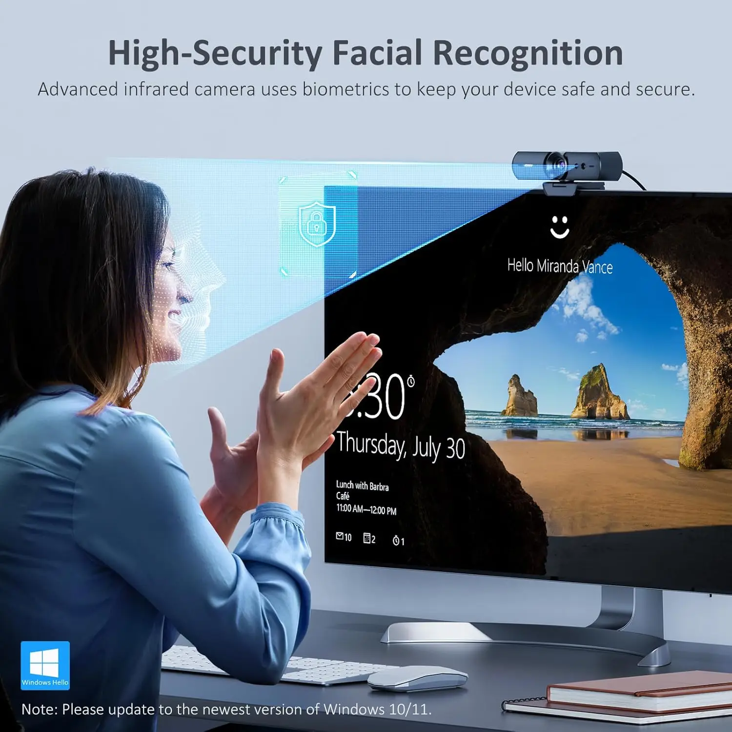 1080P Webcam with Windows Hello and Auto Privacy Shutter 8