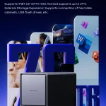 Ryzen 7 5825U 4Bay Nas Mini PC with 2535 Sata X4 Storage 6 | PricZone Promotional image of a large 76TB external storage unit with stacked panels against a dark blue gradient background | PricZone