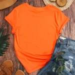 Loose Fit Plus Size Orange Crew Neck TShirt 5 | PricZone Loose Fit Plus Size Orange Crew Neck T Shirt 5 | PricZone