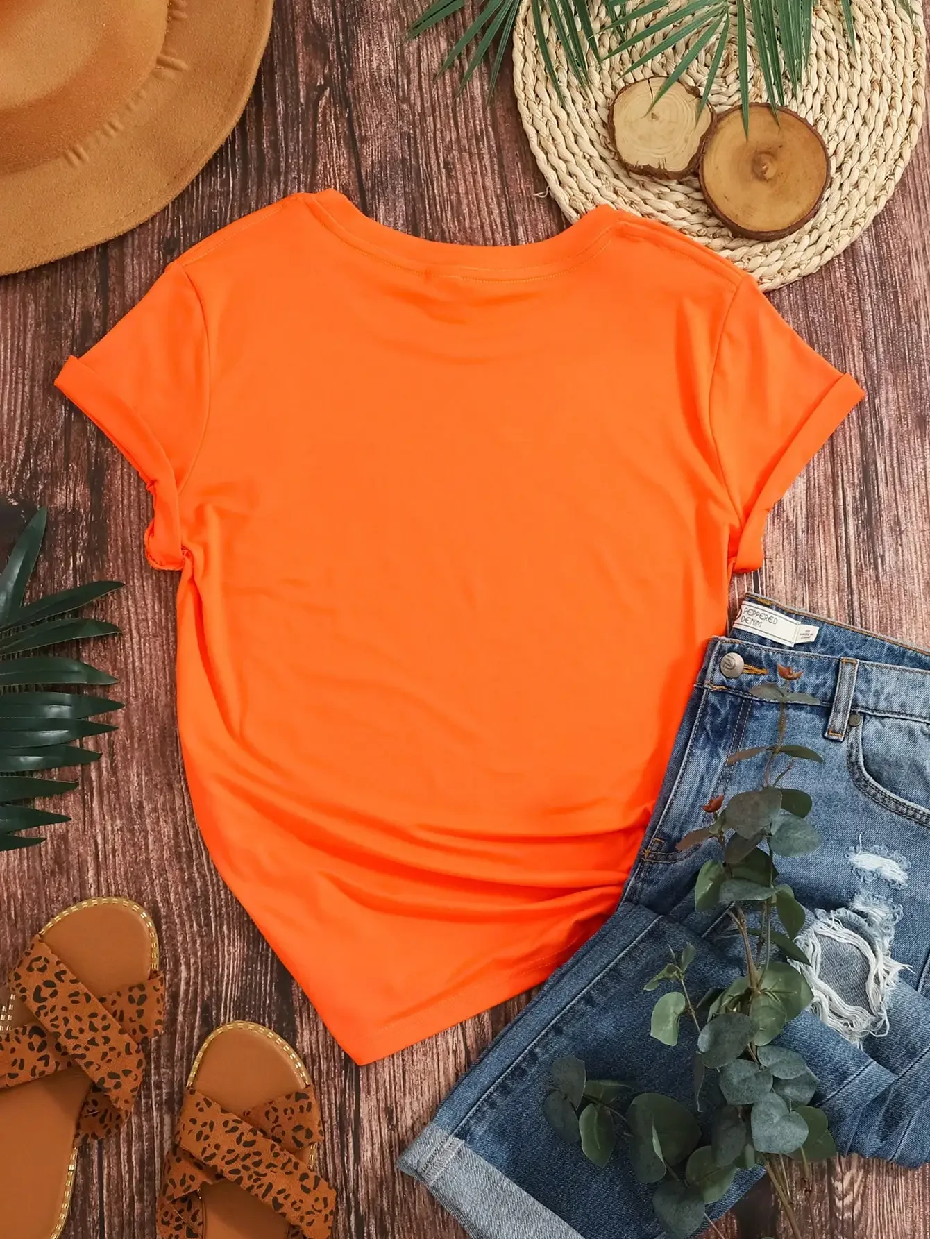 Loose Fit Plus Size Orange Crew Neck TShirt 5 | PricZone Loose Fit Plus Size Orange Crew Neck T Shirt 5 | PricZone