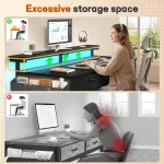 Enhomee 378 Inch RGB LED Study Desk with Monitor Stand 5 | PricZone