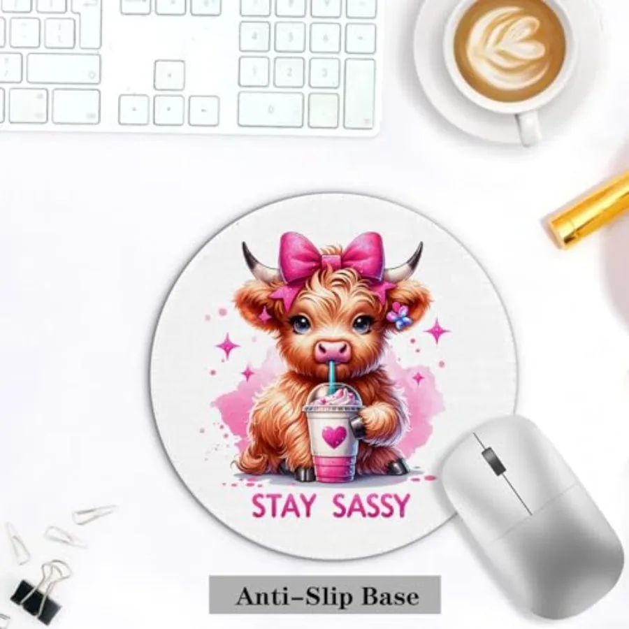 Highland Cow Mouse Pad Coquette Pink Bow 3 | PricZone Highland Cow Mouse Pad Coquette Pink Bow 3 | PricZone