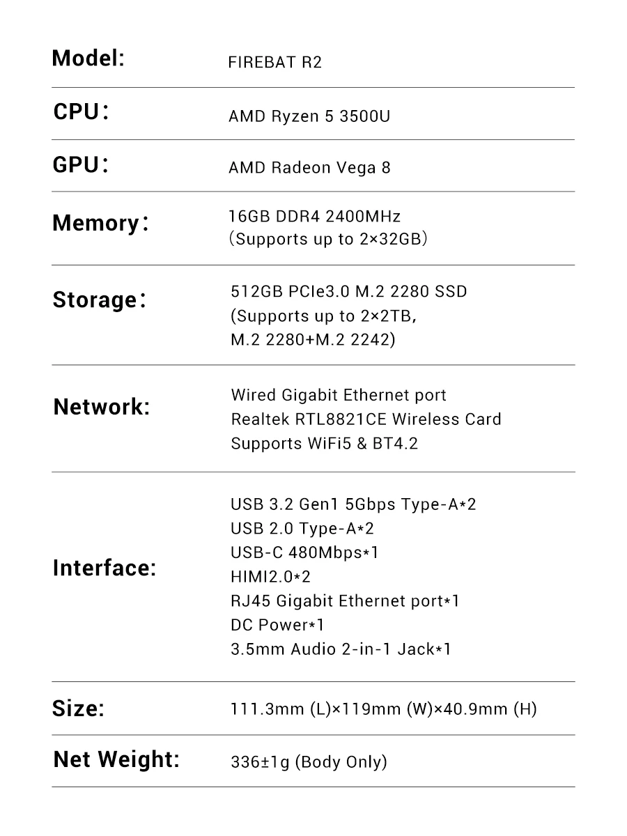 Firebat R2 Mini PC Ryzen5 3500U 16Gb RAM 512Gb SSD 5 | PricZone Firebat R2 Mini PC Ryzen5 3500U 16Gb RAM 512Gb SSD 5 | PricZone