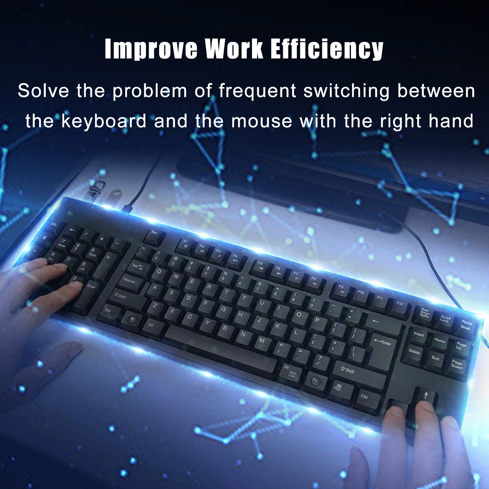 Left Handed Ergonomic Full-Size Dual USB Interface Keyboard 7