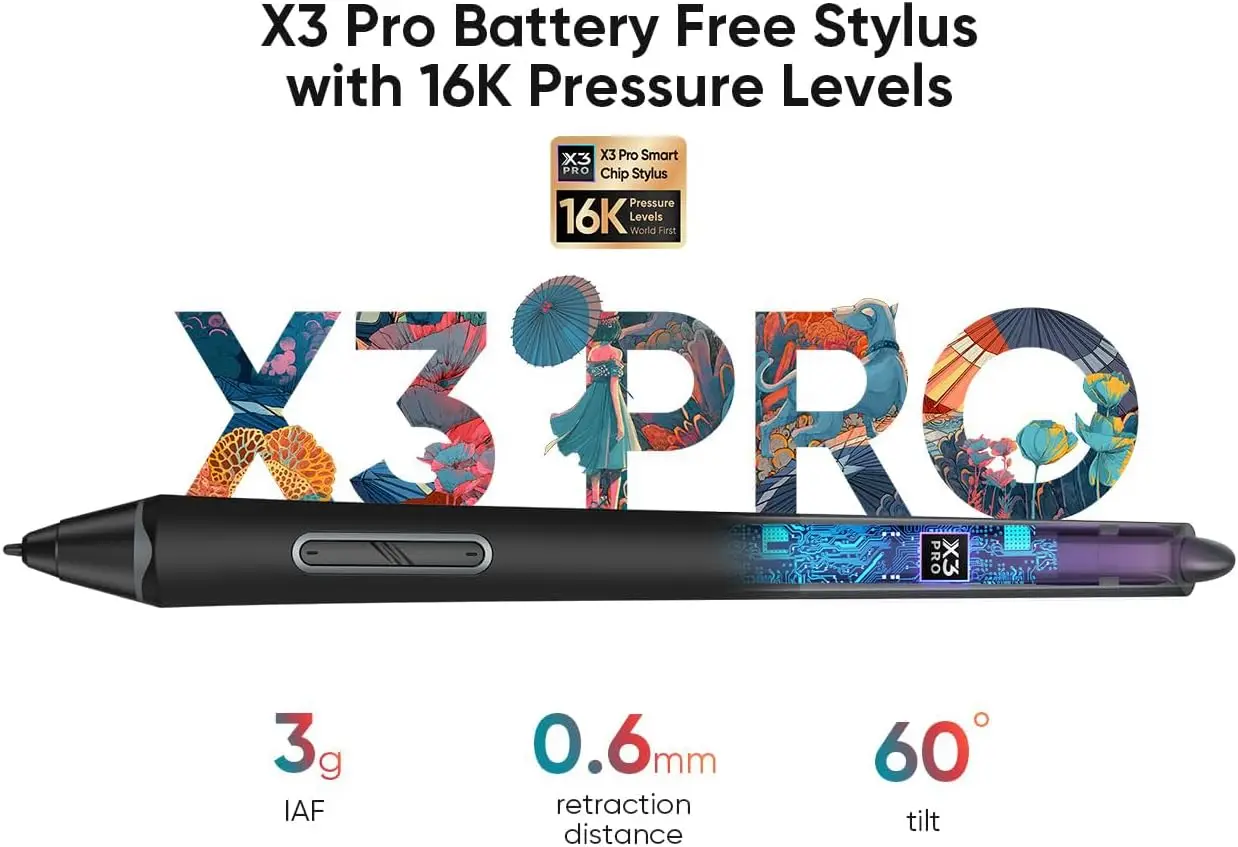 Inch Wireless Drawing Tablet with X3 Pro Stylus and Key Dial 9