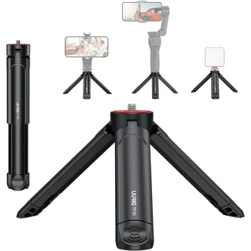 Black multi angle tripod with fold out legs and three mobile mounts for portraitlandscape use | PricZone