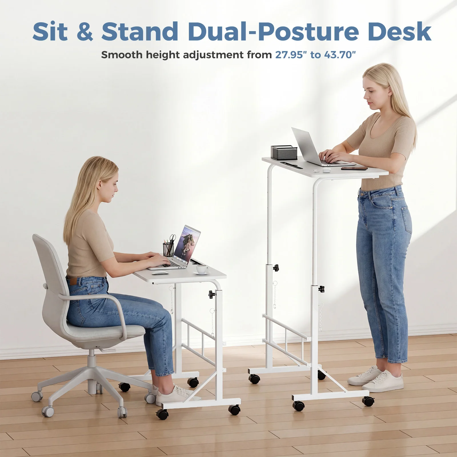 Adjustable 5inch Height Mobile Desk with Locking Wheels 1 | PricZone Adjustable 5 inch Height Mobile Desk with Locking Wheels 1 | PricZone