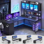 L Shaped Gaming Desk with Hutch and Storage 1 | PricZone
