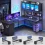 L-Shaped Gaming Desk with Hutch and Storage