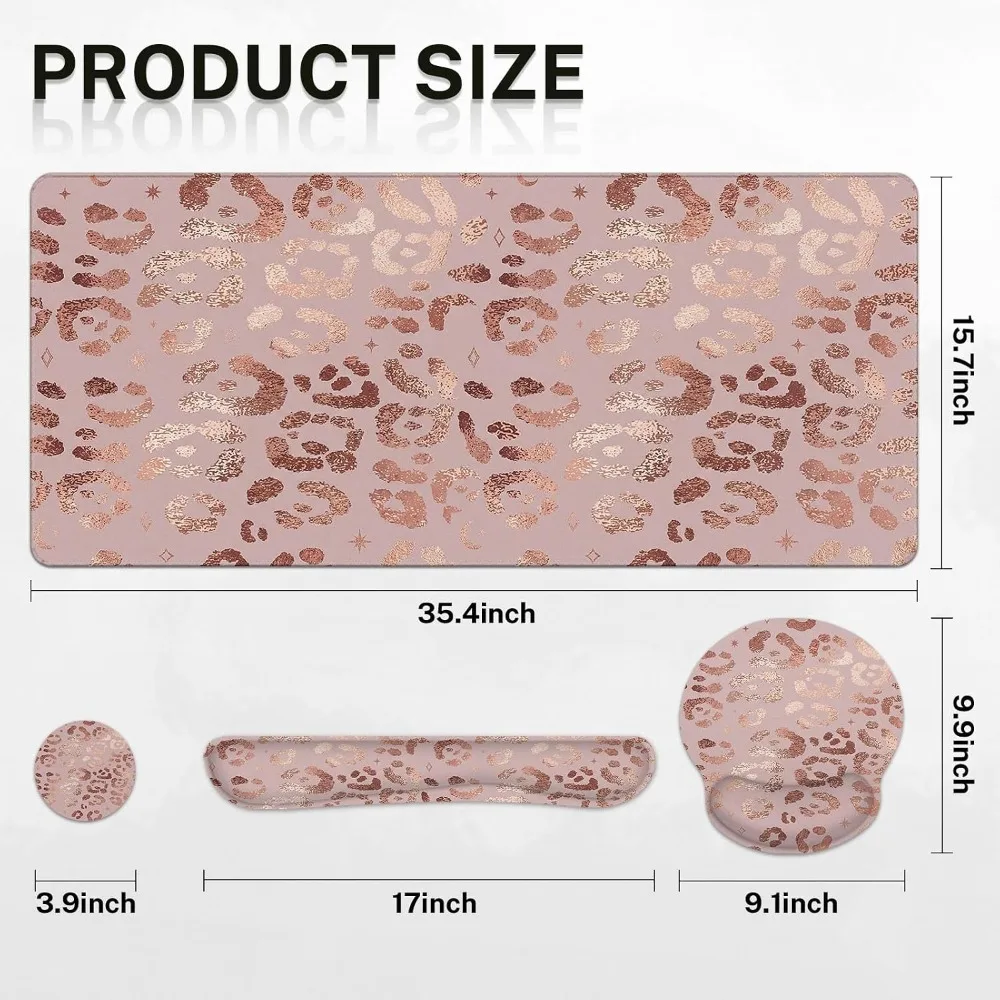 In1 Leopard Rose Gold Desk Mat with Wrist Support 2 | PricZone In 1 Leopard Rose Gold Desk Mat with Wrist Support 2 | PricZone
