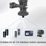Rotating Motorcycle Bike Camera Holder for DJI Insta360 5 | PricZone Universal mount with a 14 inch screw compatible adapter for action cameras and small camcorders showing versatile camera compatibility | PricZone