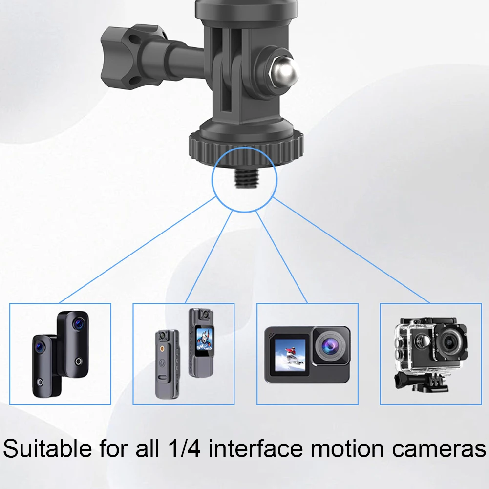 Rotating Motorcycle Bike Camera Holder for DJI Insta360 5 | PricZone Universal mount with a 14 inch screw compatible adapter for action cameras and small camcorders showing versatile camera compatibility | PricZone