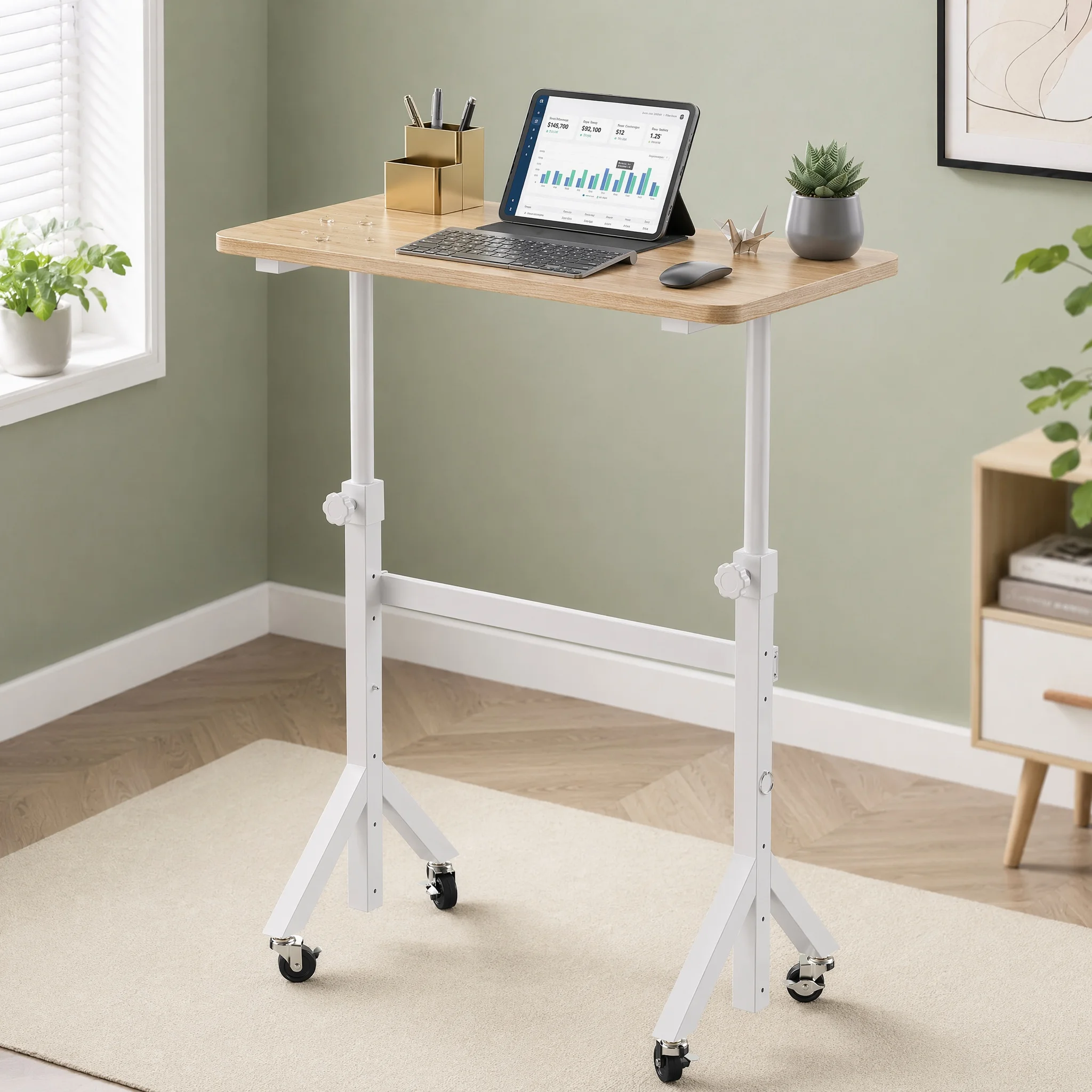 Small Standing Desk Adjustable Height with Wheels 4 | PricZone Small Standing Desk Adjustable Height with Wheels 4 | PricZone