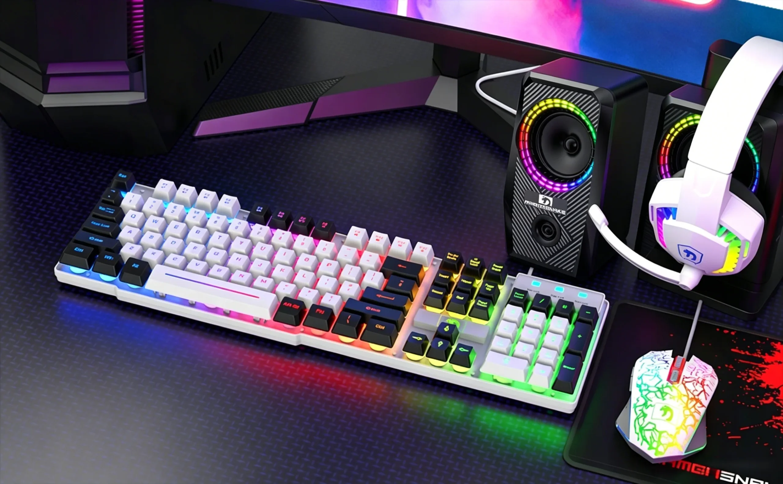 Mambasnake T11 5-In-1 Wired Rainbow LED Backlit Keyboard Set 14