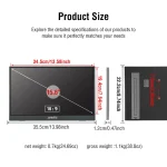 Diagram of a 156 inch monitor with dimensions width about 345 cm height about 194 cm depth about 12 cm overall width about 355 cm net weight 07 kg gross 11 kg | PricZone