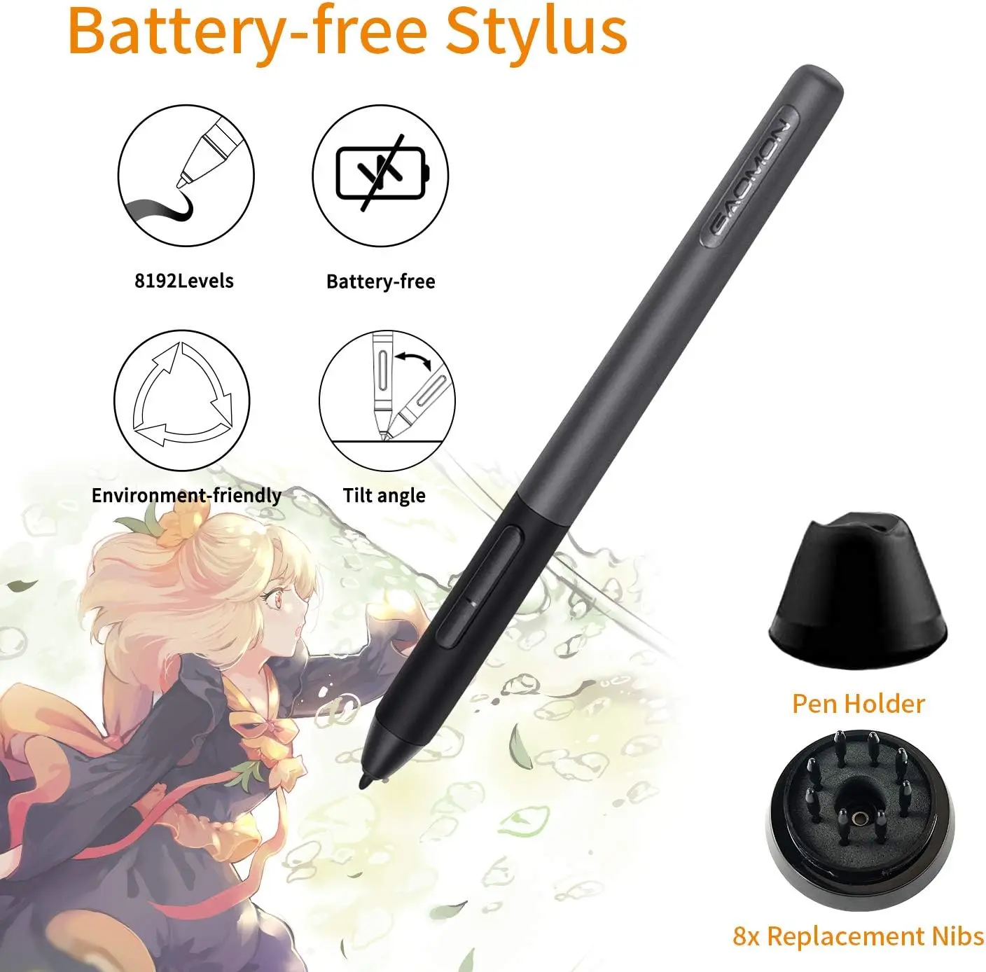 Drawing Tablet with Screen and 8192 Pressure Stylus 8