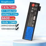 KingSener replacement battery for T470T480 laptops 108V 72Wh 6600mAh with blue and red labels in front | PricZone