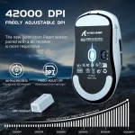 Product ad for Attack Shark R6 mouse 4200 DPI freely adjustable DPI 8K polling rate wireless receiver shown | PricZone