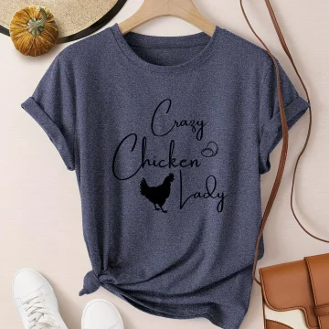 Plus Size Short Sleeve T Shirt Crazy Chicken Lady 1 | PricZone