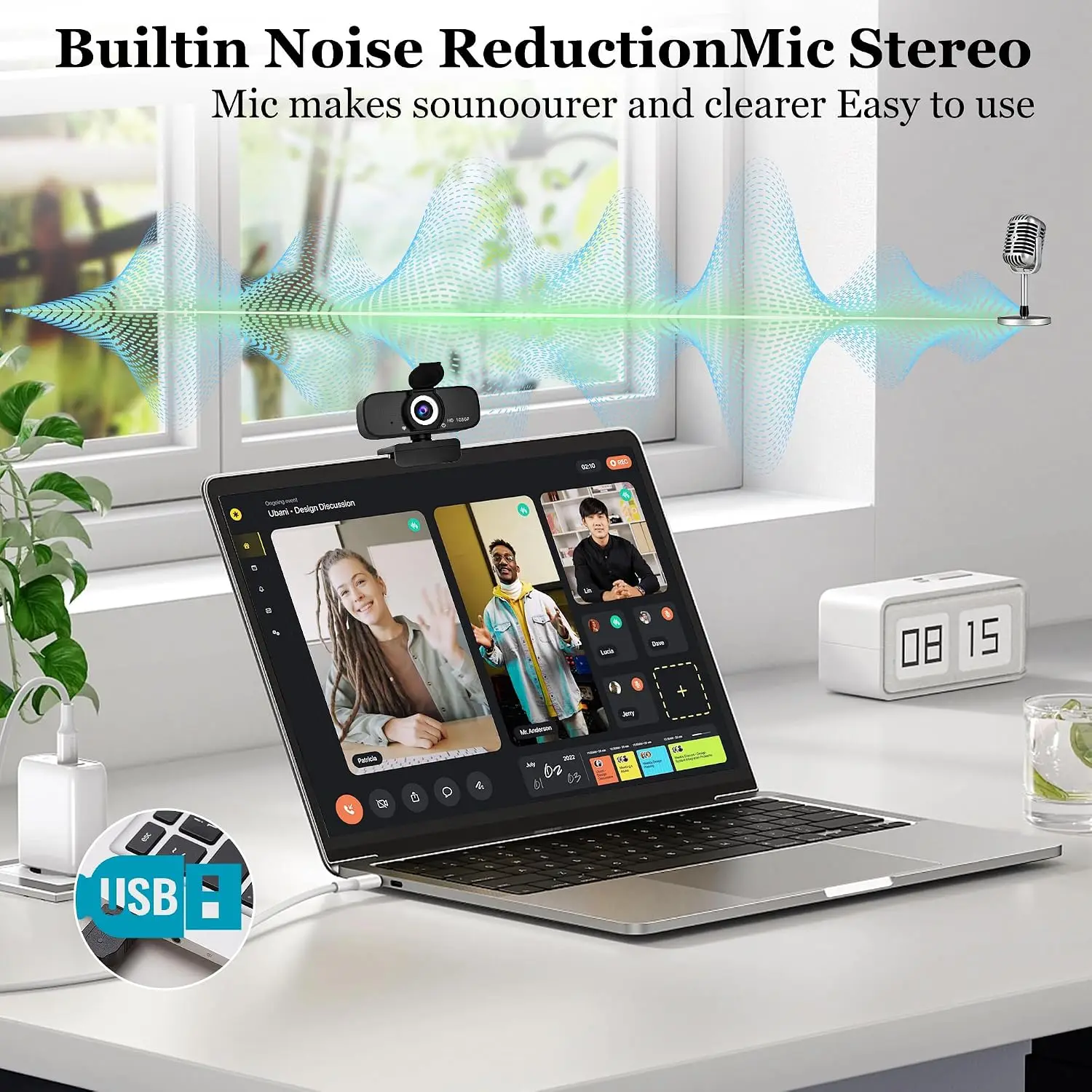 1080P Full HD Webcam with Built-In Microphone and Tripod 11