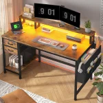 Enhomee 40 Home Office Desk with Power Outlets and LED Strip 2 | PricZone