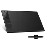 Wh1409 Wireless Graphic Drawing Tablet with 8192 Pen 1 | PricZone Black graphics tablet with a stylus pen on a white background ready for digital drawing and design | PricZone