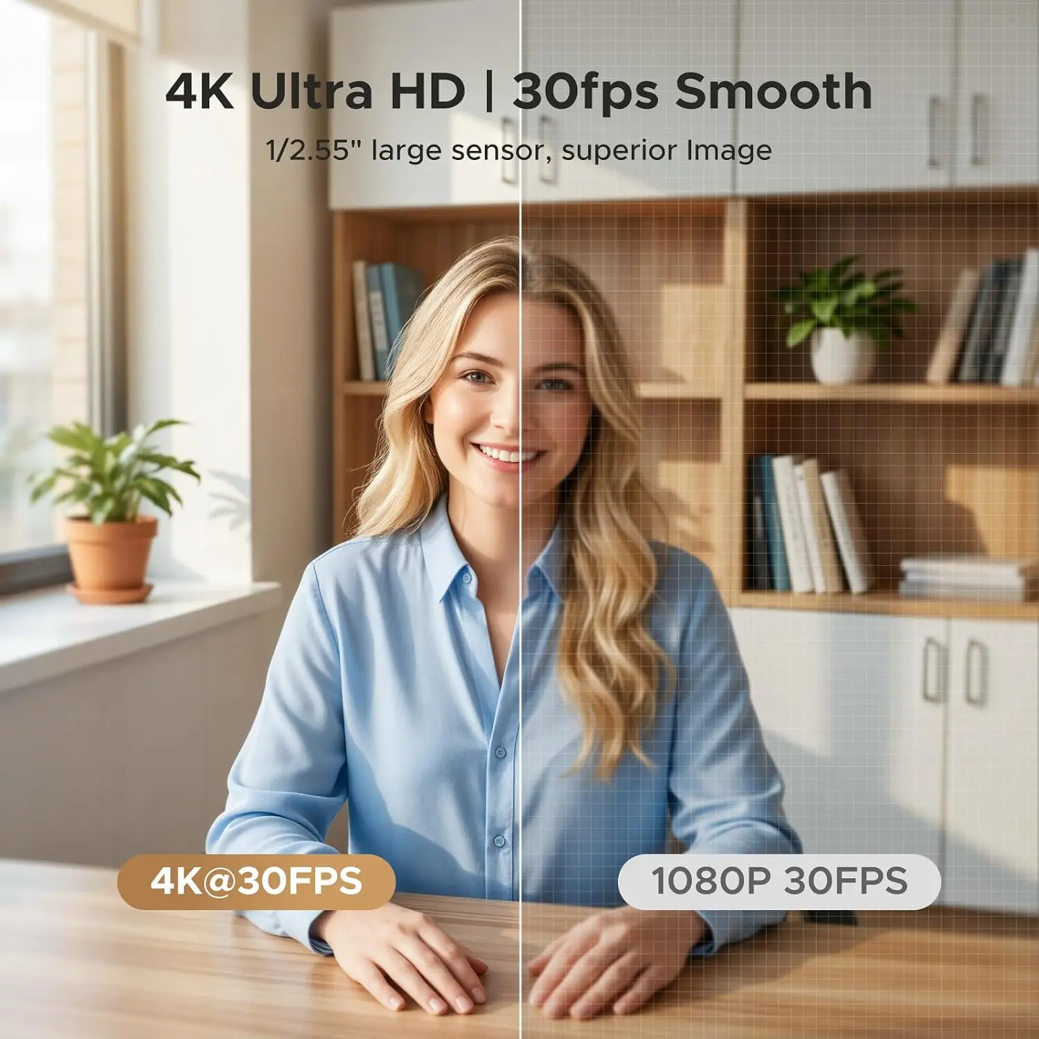 4K Webcam with Auto Focus and Noise-Canceling Mics 9