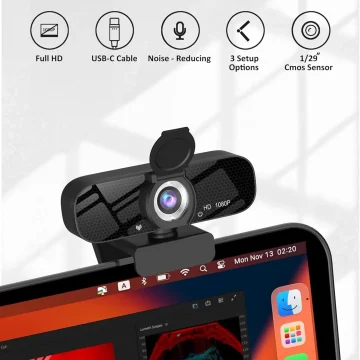 USB HD Webcam with Built-In Microphone 1080P Video 2