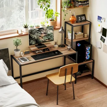 Homcom 67 Gaming Desk with Reversible Computer and Monitor 2
