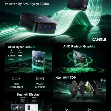 Amd Ryzen 3250U Mini PC 8G RAM 256Gb Rom 1