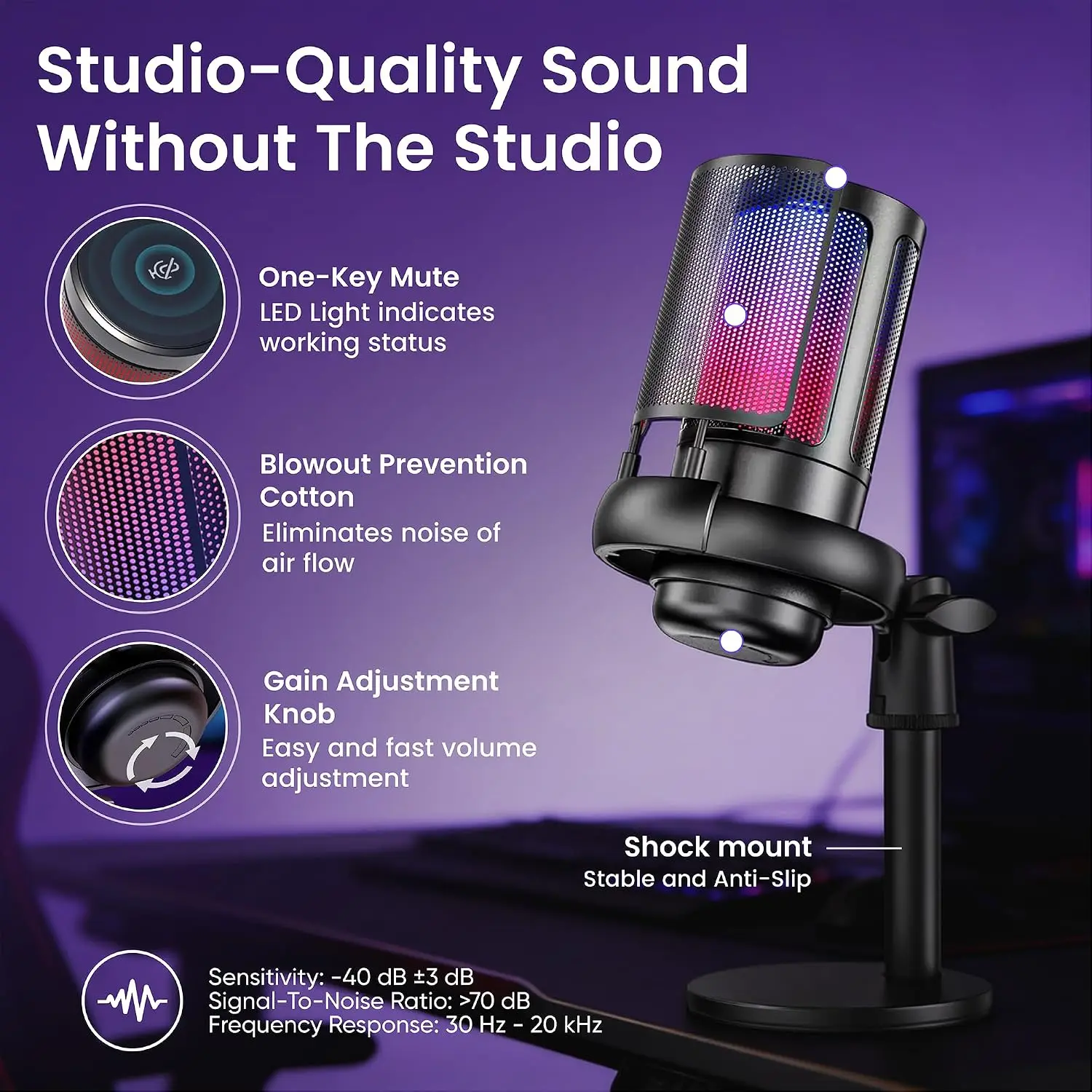 1080P Streaming Kit with Webcam Mic and LED Light 11