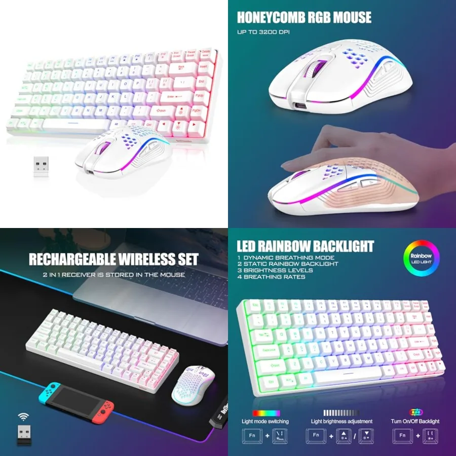 K84 Wireless Keyboard and Mouse Combo with Rainbow Backlit 10