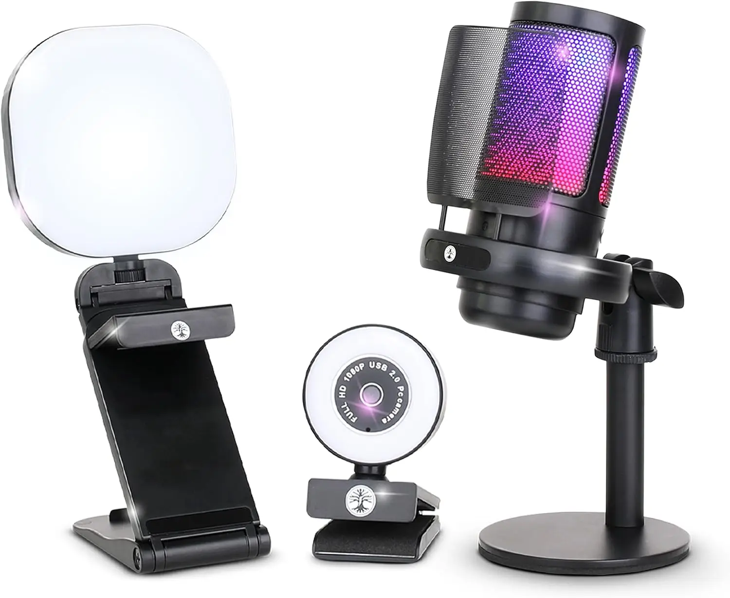 1080P Streaming Kit with Webcam Mic and LED Light 7