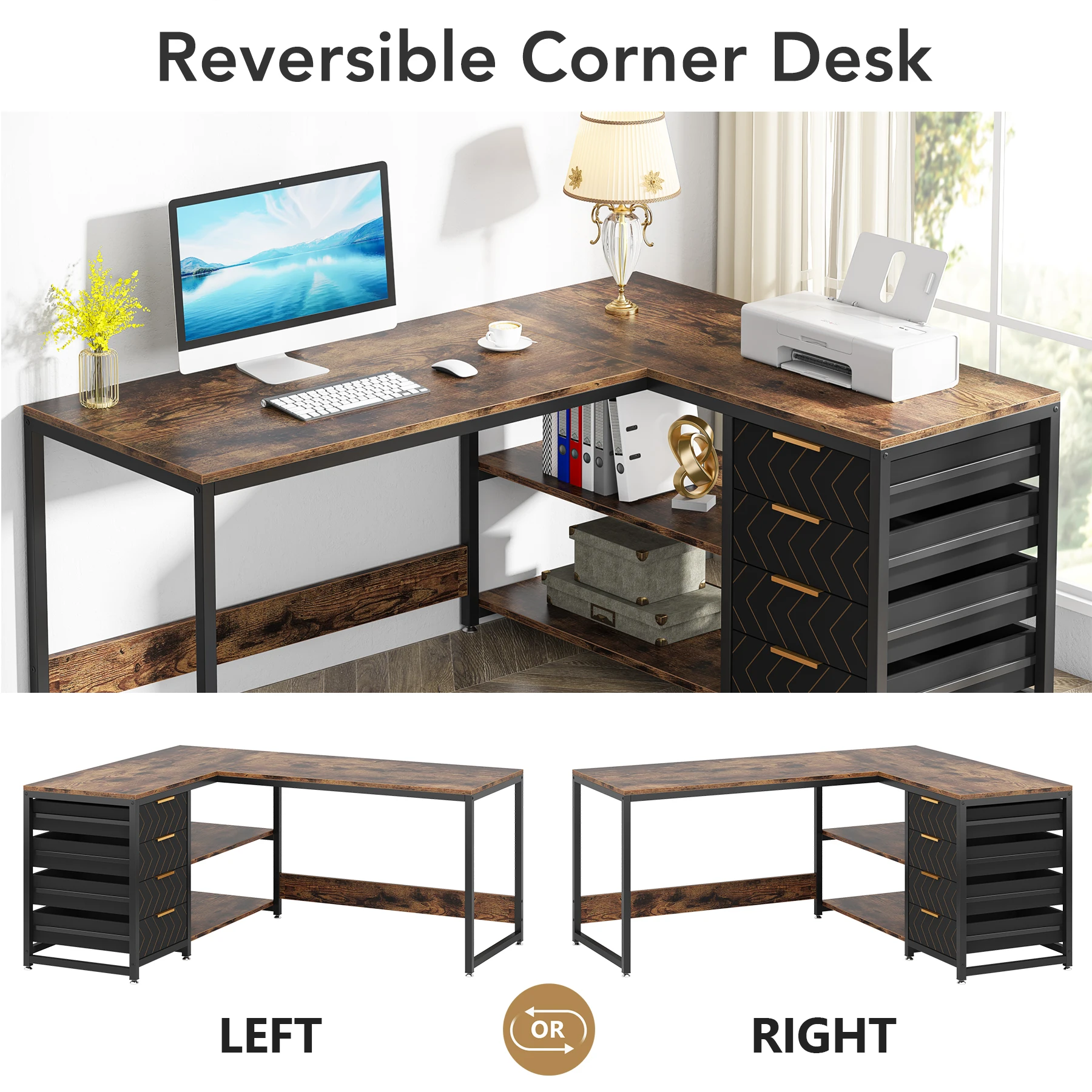 Tribesigns LShaped Computer Desk with Storage Drawers 4 | PricZone Tribesigns L Shaped Computer Desk with Storage Drawers 4 | PricZone