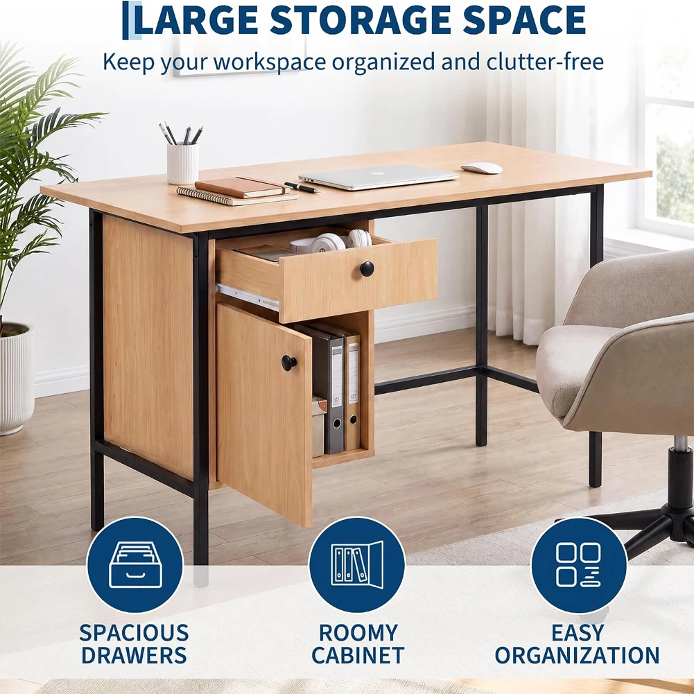 Compact Natural Oak Computer Desk with Storage 1 | PricZone Compact Natural Oak Computer Desk with Storage 1 | PricZone
