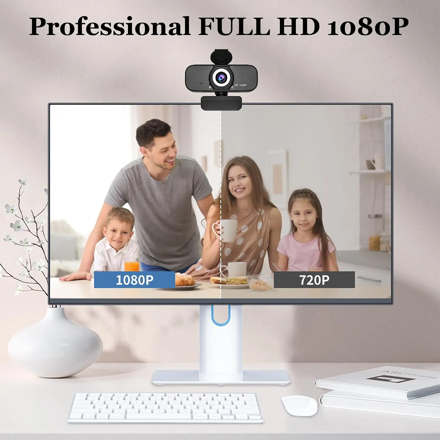 1080P Full HD Webcam with Built-In Microphone and Tripod 8