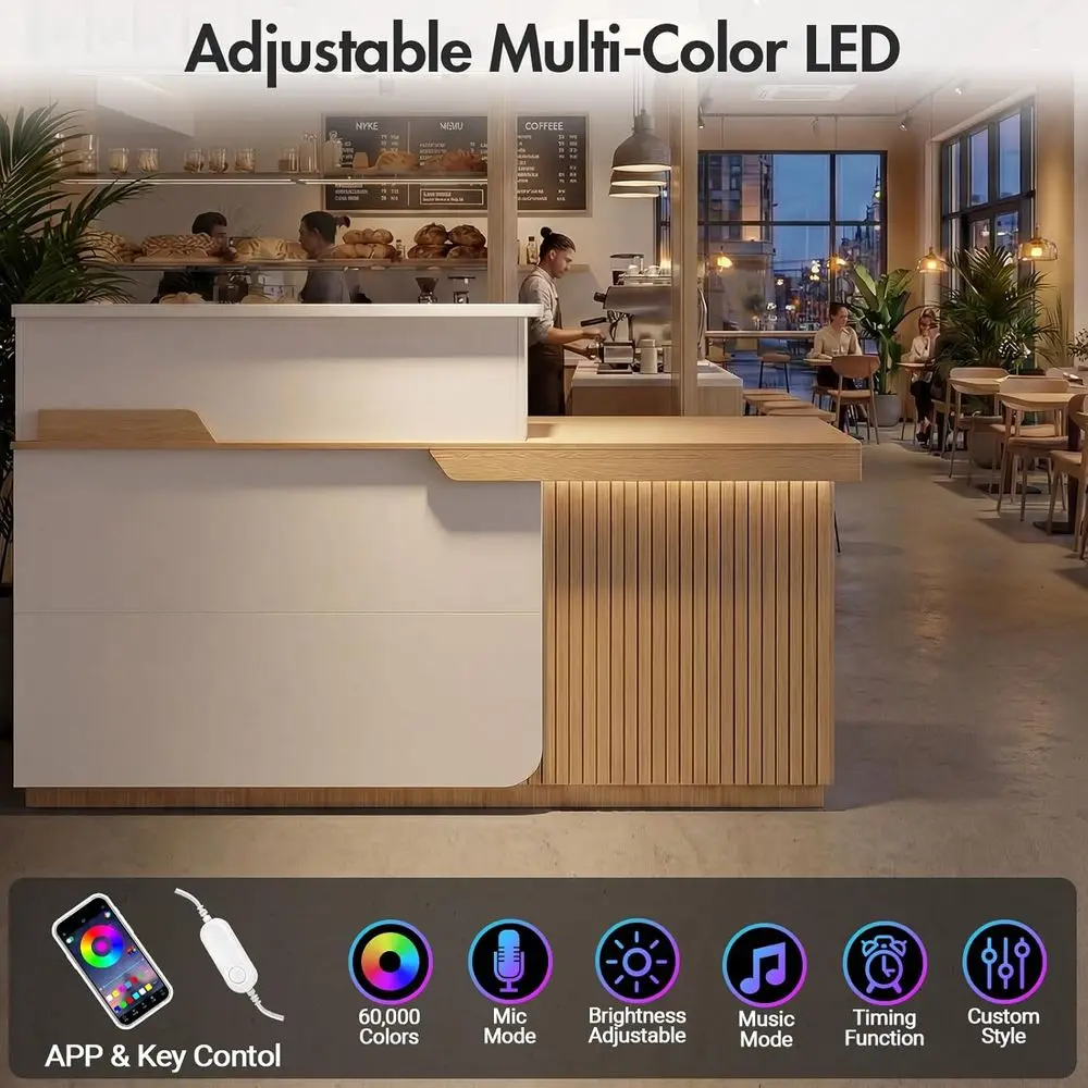 LED Illuminated 63 Reception Desk with Lockable Drawer 6 | PricZone LED Illuminated 63 Reception Desk with Lockable Drawer 6 | PricZone