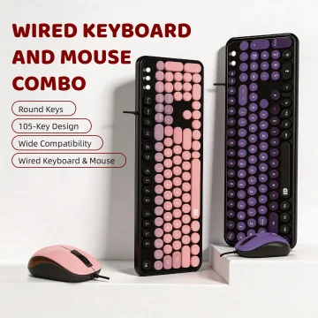 Retro Typewriter Keyboard Mouse Combo Wired Gradient Round 1 | PricZone