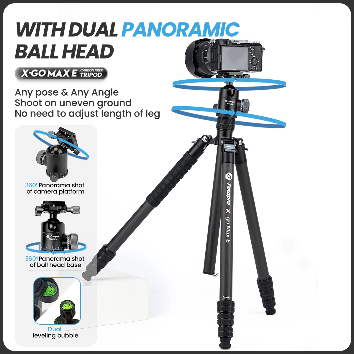 Fotopro 170Cm Carbon Fiber Tripod for Camera with Ball Head 4 | PricZone Fotopro 170Cm Carbon Fiber Tripod for Camera with Ball Head 4 | PricZone