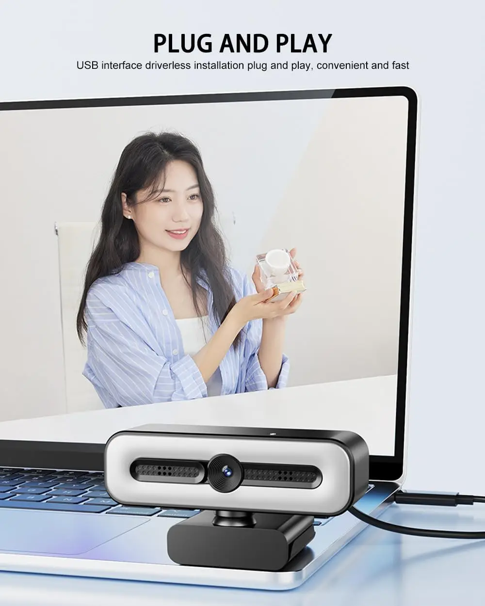 4K Uhd Webcam with Dual Mics and Auto Light Correction 8