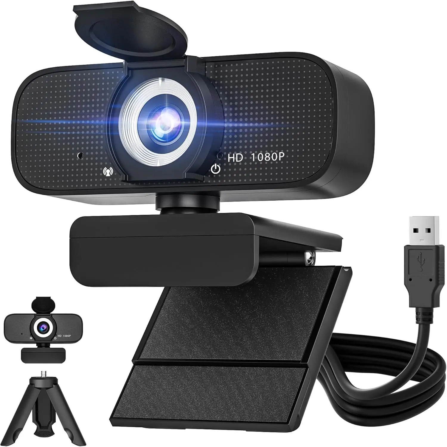 1080P Full HD Webcam with Built-In Microphone and Tripod 7