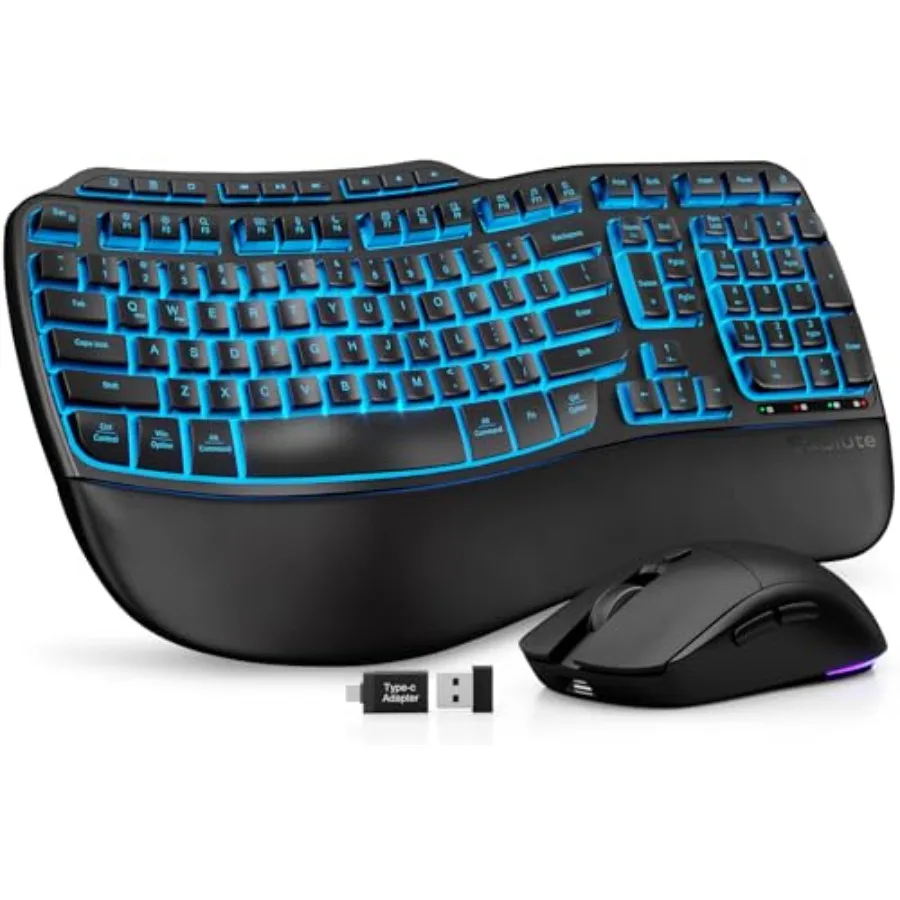 Ergonomic Wireless Keyboard and Mouse Combo 8