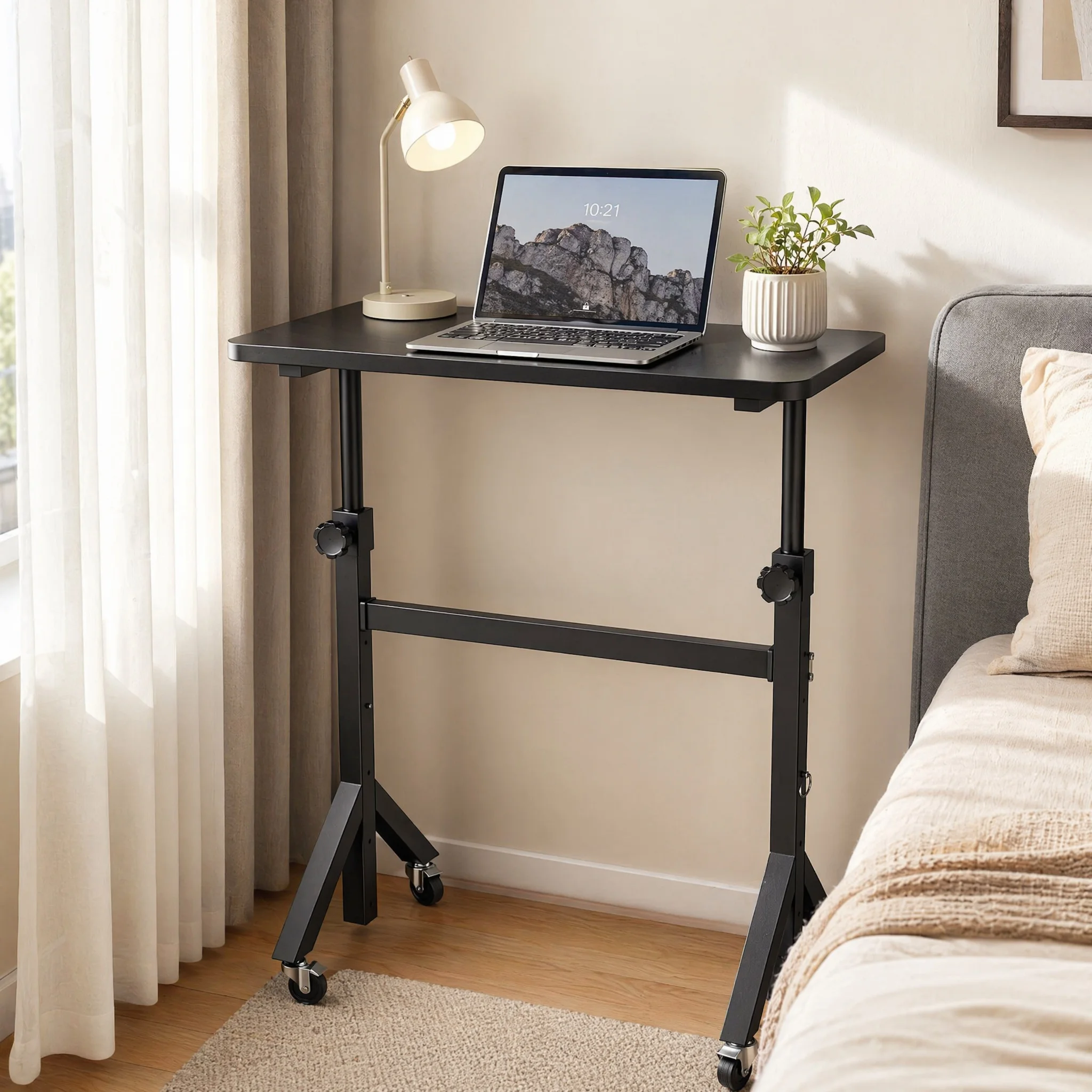 Small Standing Desk Adjustable Height with Wheels 1 | PricZone Small Standing Desk Adjustable Height with Wheels 1 | PricZone