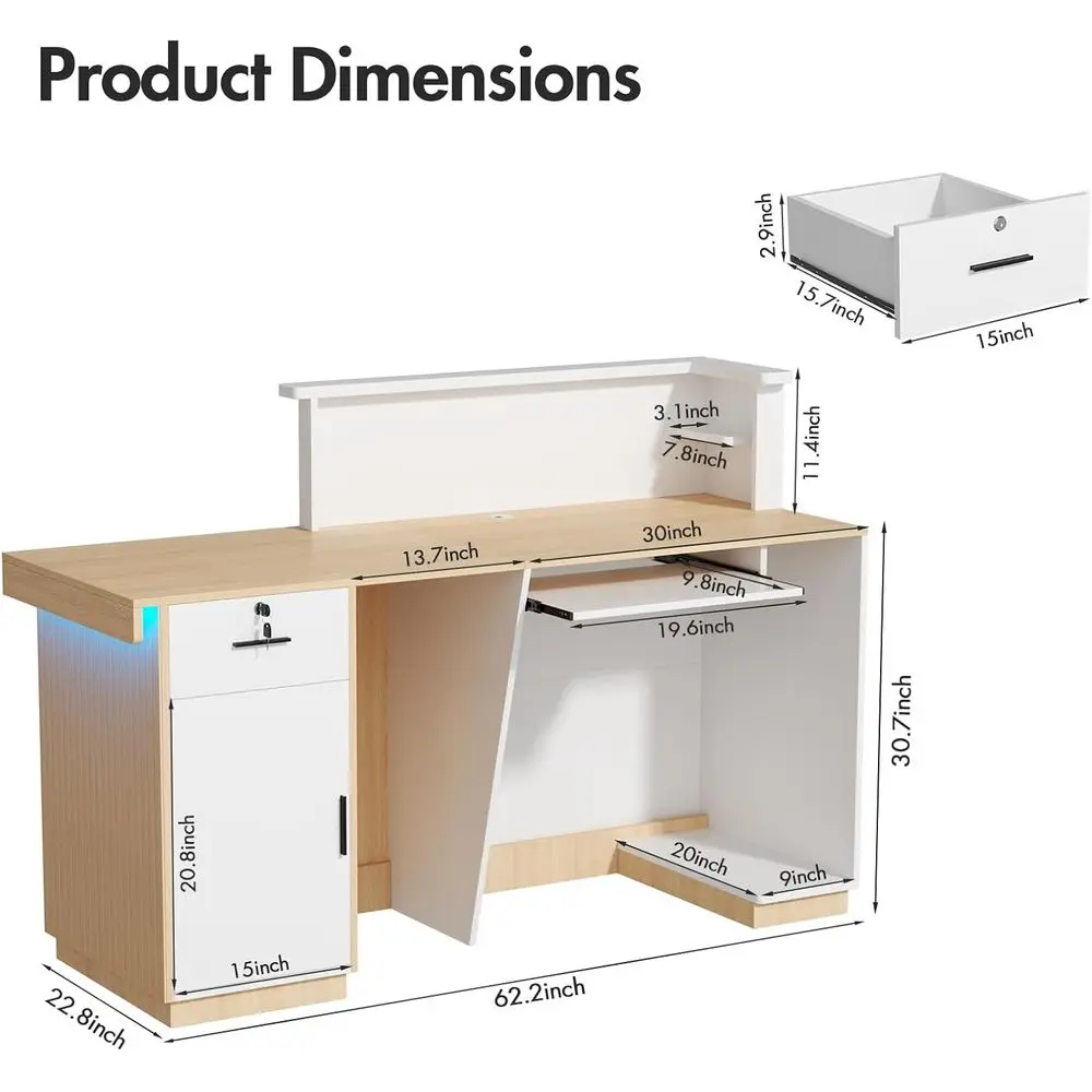 LED Illuminated 63 Reception Desk with Lockable Drawer 2 | PricZone LED Illuminated 63 Reception Desk with Lockable Drawer 2 | PricZone