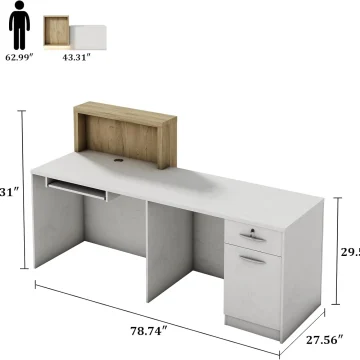 79In 2 Person Reception Desk with LED Light and Drawers 2