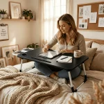 Curved Design Bedside Computer Desk with Sturdy Folding 5 | PricZone