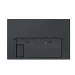 Rear view of a dark rectangular electronic device featuring a carbon fiber panel two small ports and a recessed slot on the left | PricZone