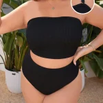 Plus Size 2 Piece Bikini Set with High Waisted Brief 4 | PricZone Plus Size 2 Piece Bikini Set with High Waisted Brief 4 | PricZone