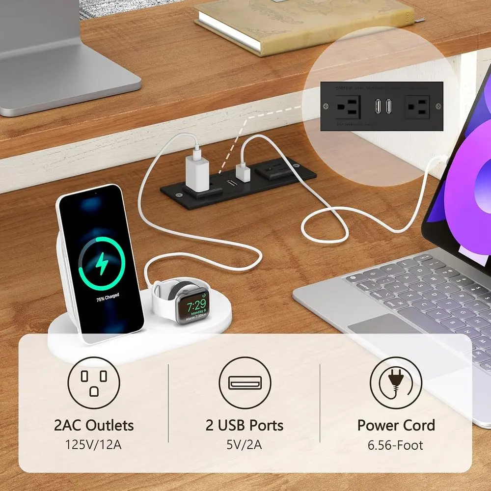 Armhouse Computer Desk with Power Outlets and Storage 4 | PricZone Armhouse Computer Desk with Power Outlets and Storage 4 | PricZone