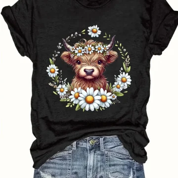 Women's Plus Size Cow Daisy Wreath Tank Top 2